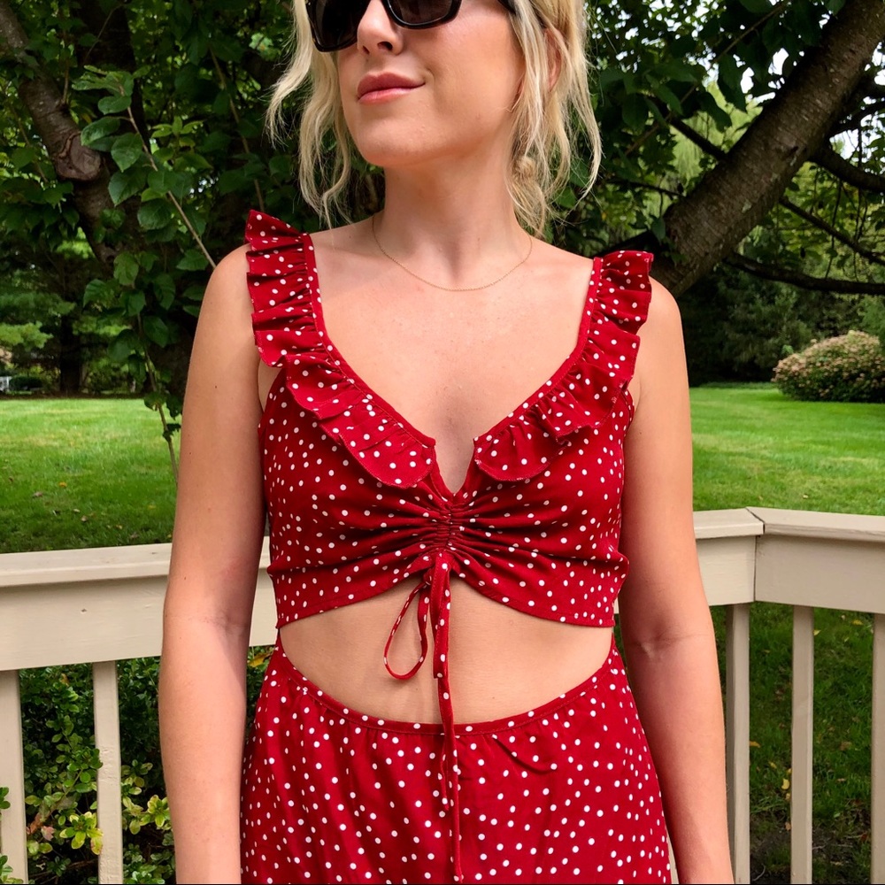 Mast Gal Cutout Polka Dot Dress